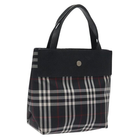 BURBERRY Nova Check Hand Bag Nylon Black Silver Auth bs24583 - Picture 1 of 16